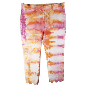 Crown Ivy‎ Size 4 Pants Trendy Tulip Tie Dye Handmade Scalloped Pink Orange 218